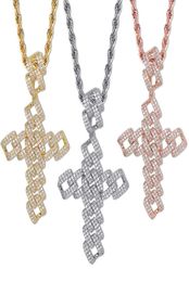 Pendant Necklaces Iced Out Cubic Zirconia Rhombus Big Pendants Necklace For Men Gifts Bling Hip Hop Jewelry3269103