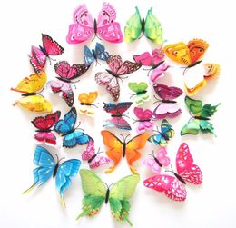 House Decoration Double Wings Magnet Butterflies Refrigerator Stickers Home Decor Removable 3D Wall Stickers Home Decor 12 PCS9152531