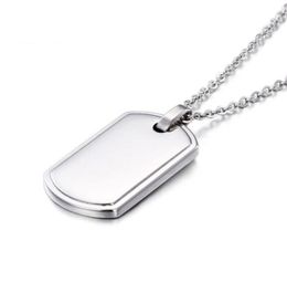 316L Stainless Steel Dog Necklace Pendant Military Card American Soldier Identity Shield Charm For Boy Mens Chain 24 Inch5084542