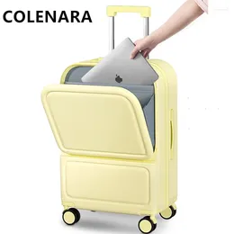 Suitcases COLENARA ABS PC Suitcase Front Opening Laptop Boarding Case Multifunctional Large Capacity Trolley 20"22"24"26 Inch Luggage