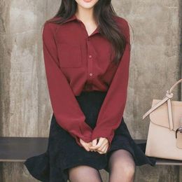 Women's Blouses XEJ Chiffon For Women Elegant Shirt Long-sleeved 2024 Spring And Autumn Korean Tunic Version Thin