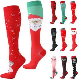 Socks Hosiery Christmas Compression Socks Marathon Running Fitness 20-30 Mmhg Sports Socks For Men Women to Prevent Varicocele Resist Fatigue Y240504