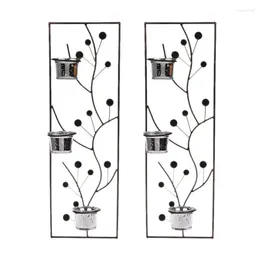 Candle Holders 2pcs Metal Iron Candlestick Hanging Wall Sconce Holder Wedding Party Home Decor Ornaments