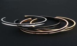 Europe America Fashion Style Lady Women Titanium steel Engraved Open Bangle Bracelet 4 Color7556016