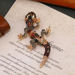 Brooches SKEDS Exquistie Heavy Industry Lizard Crystal Badges Pin For Women Men Vintage Retro Gorgeous Rhinestone Party Pines