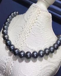 Fashion Women039s Genuine 89mm Tahitian Black Natural Pearl Necklace 18quot 255 W29700802