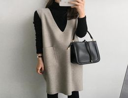 Maternity Women Pregnancy Winter Tank Dresses Mama Clothes Korean Knitted Knee Length Solid Pocket Causal Dress Japan 2011261837450