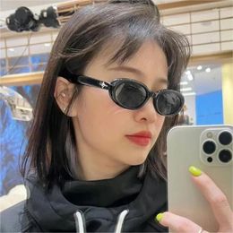 Sunglasses Black Framed Women's Star Style Mirror Legs Advanced Oval Glasses Outdoor Accessories