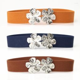 Belts Trendy Women's Waistband With Silver Alloy Flower Buttons For Daily Decoration Dresses Fashionable And Outfits