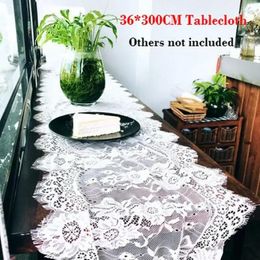 Table Cloth Home Decoration Accessories 36X300CM White Lace Tablecloth Decor Wedding Party Birthday