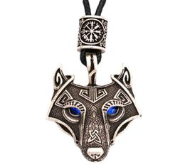 Pendant Necklaces Blue Crystal Eyes Wolf Amulet Talisman Jewelry Viking Necklace Vintage Mens Jewellery Dropship SuppliersPendant2440698