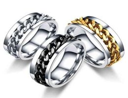 Titanium Steel Rotatable Chain Rings for Women Men Spinner Ring Mulunctional Chain Ring Men Bottle Opener Ring G11259821213