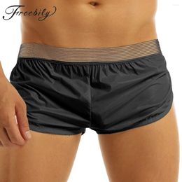 Underpants Mens Wet Look Boxer Shorts Sexy PVC Swimwear Waterproof Trunk Lounge Sports Short