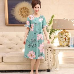 Women's Sleepwear Sexy Summer M-4XL Women Nightshirt Modal Nightgown Floral Short Sleeve Nightdress