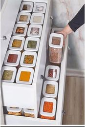 12 PCS Kitchen Food Storage Box Container Set Organizer Square Vacuum Lid Airtight Jars Pantry dle Legume Cereals Rice Pasta 220425221710