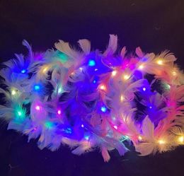 Party Decoration 10PCS LED Luminous Feather Wreath Headband Hairband Garlands Girls Light Up Hair Wedding Bridesmaid Birthday Gift5343951
