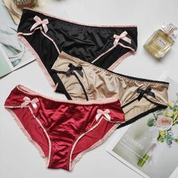 Women's Panties Comfortable Girl Low Waist Bowknot Solid Color Underpants Women Sexy Thong Briefs