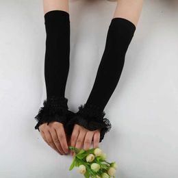 Sleevelet Arm Sleeves Fashionable Ice Fingerless Womens Gloves Elastic and Sexy Lace 40cm Summer Sunscreen Driving 2022 Q240430