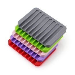 Set 1 Pc Color Fashion Silicone Flexible Soap Dish Plate Bathroom Soap Holder Soap Box