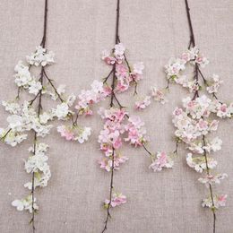 Decorative Flowers Artificial Cherry Blossom Pink White Tree Silk Flower Spring Diy Bonsai Arch Wedding Party Props Home Decoration