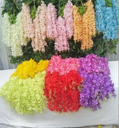 110cm dense hanging wisteria flower colorful artificial silk flower vine elegant wisterias vines rattan for wedding garden home pa1790056