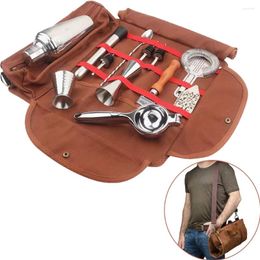 Storage Bags American Style Bar Bartender Carrying Bag Creative Nightclub Canvas Tool Pack Tools Cocktail Shaker Kit StorageBag Organizer