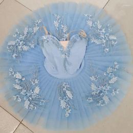 Stage Wear Sky Blue Professional Ballet Costume Classic Ballerina Tutu For Child Kids Adult Pancake Dance Dress Girl