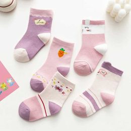 Kids Socks 5Pairs/lot Baby Socks Autumn Spring Warm Cotton Kids Socks Cute Girls Cartoon Animal Boys Infant Socks Baby Clothes Y240504