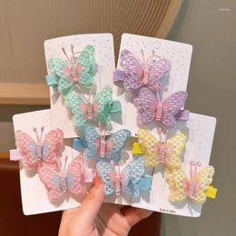 Hair Accessories 2PCS Retro Style Embroidered Butterfly Girls Lovely Hairpins Children Headwear Hairgrip Clips Barrettes