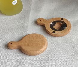 Creative Bamboo Wood Bottle Opener With Handle Coaster Refrigerator Magnet Decorative Beer9484594