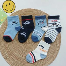 Kids Socks Car Childrens Socks Spring And Autumn Boys Mid-tube Socks 3-8-12 Year Old Baby Cartoon Kids Socks 5 Pairs Y240504