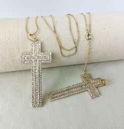 New Design Cross Shaped Micro Pave Full CZ Zircon Charm Pendant Necklaces Fashion Jewelry High Quality NK5653123616