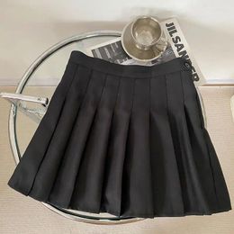 Skirts Women Elegant High Waist Pleated Korean Fashion Solid All Match Lined Skirt Sweet Girl Summer Casual Sexy Mini