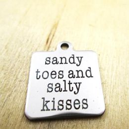 Pendant Necklaces 20pcs/lot-sandy Toes And Salty Kisses Stainless Steel Charms - Laser Engraved Customized DIY Pendants