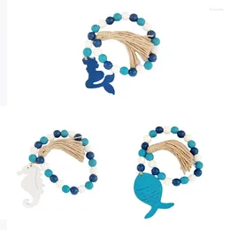 Decorative Figurines Marine Beads Mediterranean Style Decor Ocean Wood Bead Garland Beach Snacks Summer Decorations