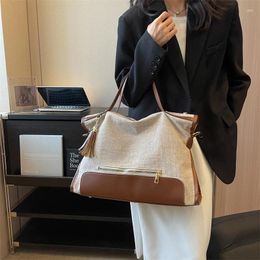 Evening Bags Women Ladies Big Canvas Korean Style Tote Spring Casual Handbags Simple Large Capacity Shoulder Side Bag Tassels 2024