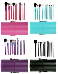 12pcs Makeup Brush SetCup Holder Professional Cosmetic Brushes set With Cylinder Cup Holder DHL JJD22134750668