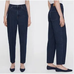 Women's Pants JEANS 2024 Summer Fine Pleated Tapered Straight Leg Vintage Show Thin Legs Long
