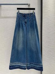 Women's Pants Original Rhinestone Butterfly Badge Design High Quality Luxury Jeans Fashion Gradient Wide Leg Flare