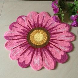 Carpets Cute Daisy Flower Round Carpet Hand Embroidery Plush Rug Home Living Room Decor Chrysanthemum Wedding DIY Party Floor Mat