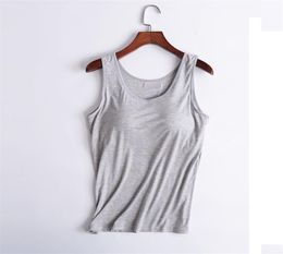Women039s Tank Tops modal Breathable Clothes Fitness Sexy summer Vest Strap Built In Bra Padded Bra Modal Tank Top Camisole 2105635455