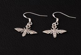 Bee Flying Earrings 925 Silver Fish Ear Hook 172x305mm 60pairslot Antique Silver Chandelier E962 ZHL24744959909