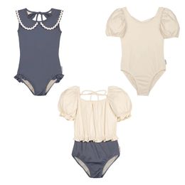 Kids Solid Swimwear Sets 2024 Summer Brand Baby Girls Swimsuits One Pieces Holiday Outwear Toddler Children Seaside Swim Bikini 240430