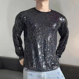 Stage Wear Flash Black Silver Sequined Hoodies Sexy Long Sleeved T Fitness Muscle Show Party Performance Dance