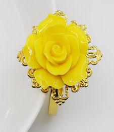 New 5pc yellow Rose Decorative gold Napkin Rings Napkin Holder Wedding Party Dinner Table Decoration Intimate Accessories2916129