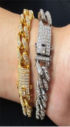 Mens Hip Hop Gold Bracelets Jewelry Iced Out Chain Bracelets Rose Gold Silver Miami Cuban Link Chain Bracelet 6950258