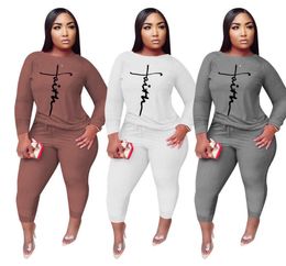 2021 fall winter Plus Size Women tracksuits Fashion casual large letter printed two piece set Clothes L4XL6709421