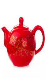 whole creative Chinese red porcelain office teapot two Colours high quality puer or oolong tea pot kungfu tea set5780721