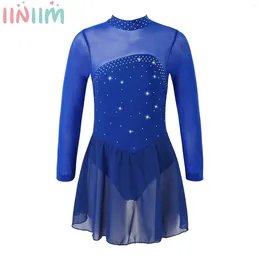 Stage Wear Kids Girls Lyrical Ballet Modern Dance Dress Keyhole Back Gymnastics Leotard Figure Ice Skating Dancewear Performance