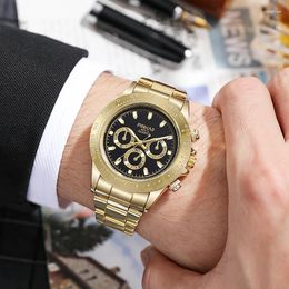Wristwatches 2024 Fashion Stainless Steel Men Quartz Gold Sliver Top Quality Watch Relogio Masculino